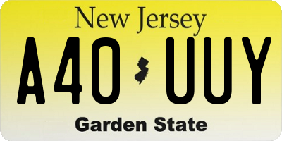 NJ license plate A40UUY