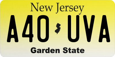 NJ license plate A40UVA