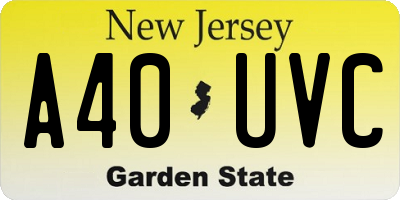 NJ license plate A40UVC
