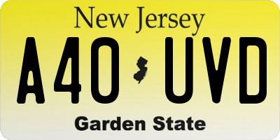 NJ license plate A40UVD