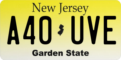 NJ license plate A40UVE