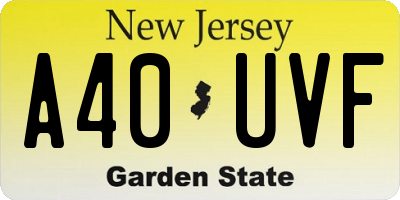 NJ license plate A40UVF