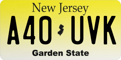 NJ license plate A40UVK