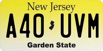 NJ license plate A40UVM