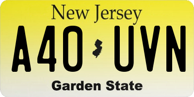 NJ license plate A40UVN