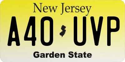 NJ license plate A40UVP