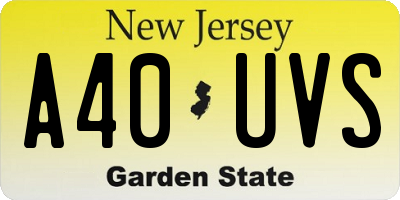 NJ license plate A40UVS
