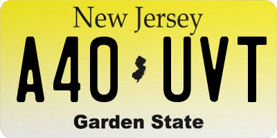 NJ license plate A40UVT