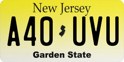 NJ license plate A40UVU