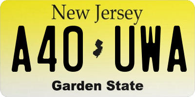 NJ license plate A40UWA