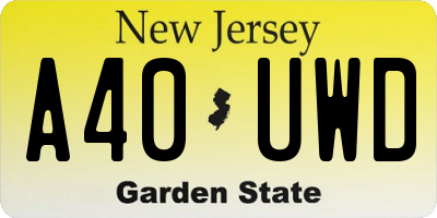 NJ license plate A40UWD