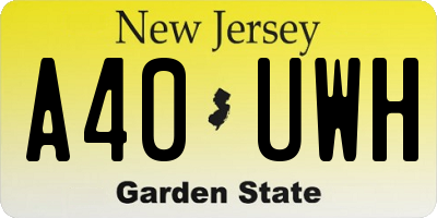 NJ license plate A40UWH