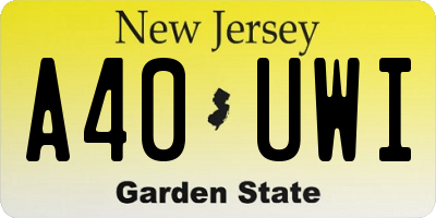 NJ license plate A40UWI