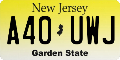 NJ license plate A40UWJ