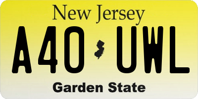 NJ license plate A40UWL