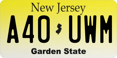 NJ license plate A40UWM