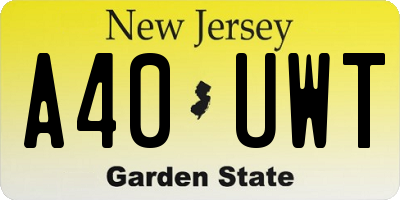 NJ license plate A40UWT