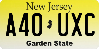 NJ license plate A40UXC