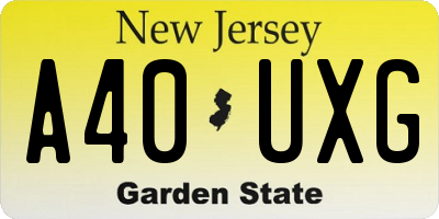NJ license plate A40UXG