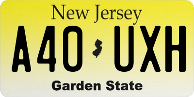 NJ license plate A40UXH