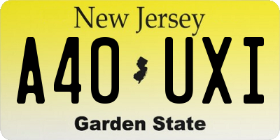 NJ license plate A40UXI