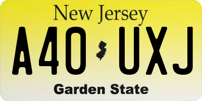 NJ license plate A40UXJ