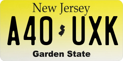 NJ license plate A40UXK