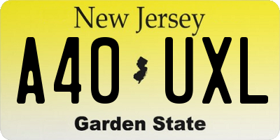 NJ license plate A40UXL