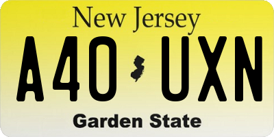 NJ license plate A40UXN