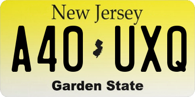 NJ license plate A40UXQ