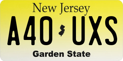 NJ license plate A40UXS