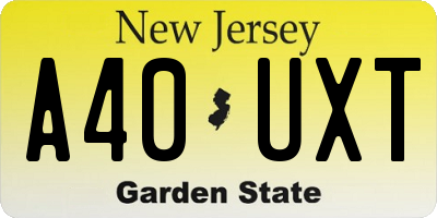 NJ license plate A40UXT