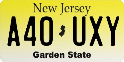 NJ license plate A40UXY