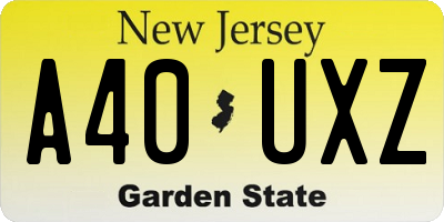 NJ license plate A40UXZ