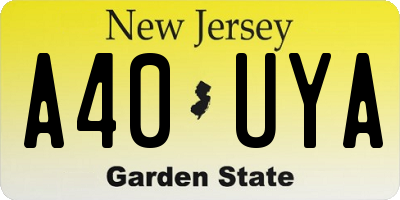 NJ license plate A40UYA