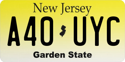 NJ license plate A40UYC