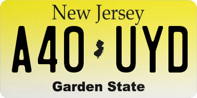 NJ license plate A40UYD
