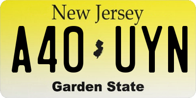 NJ license plate A40UYN