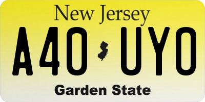NJ license plate A40UYO