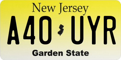 NJ license plate A40UYR