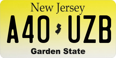 NJ license plate A40UZB