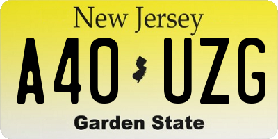 NJ license plate A40UZG