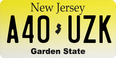NJ license plate A40UZK