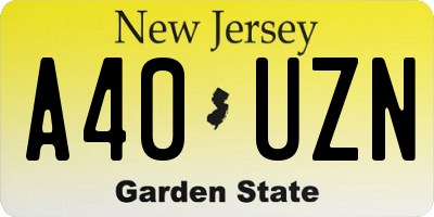 NJ license plate A40UZN