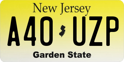NJ license plate A40UZP
