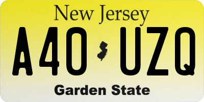 NJ license plate A40UZQ