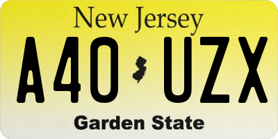 NJ license plate A40UZX