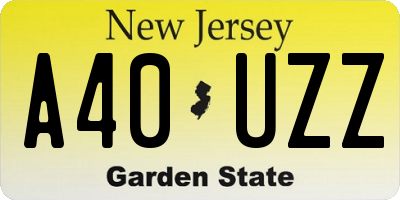 NJ license plate A40UZZ