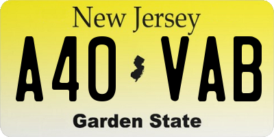 NJ license plate A40VAB