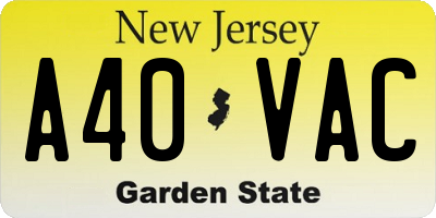 NJ license plate A40VAC